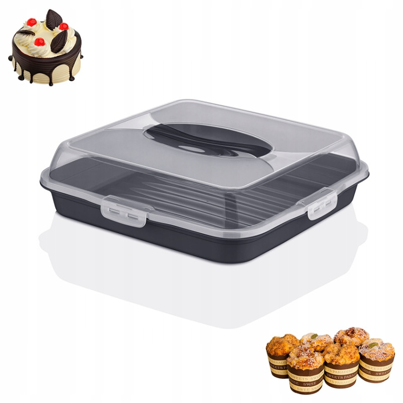 Pojemnik na ciasto pudełko kwadratowy 35cm czarny