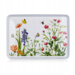 TACA melaminowa PROSTOKĄTNA DUŻA 30 x 21,5 cm biała ŁĄKA MEADOW Banquet