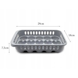 Plastikowy POJEMNIK organizer NA JAJKA do lodówki 15 JAJ 18 x 29 cm SZARY