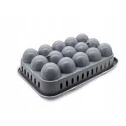 Plastikowy POJEMNIK organizer NA JAJKA do lodówki 15 JAJ 18 x 29 cm SZARY
