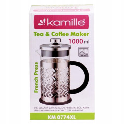 Szklany ZAPARZACZ z tłokiem dzbanek DO KAWY herbaty French Press 1l 1000 ml