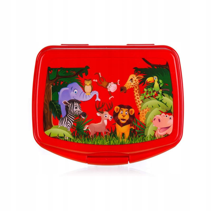 ŚNIADANIÓWKA DLA DZIECKA pojemnik lunchbox ZOO 17 x 13 x 6,5 cm czerwony