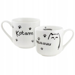 KUBEK porcelanowy DUŻY 455 ml Love Kot "Kotam Cię" Ambition BIAŁY