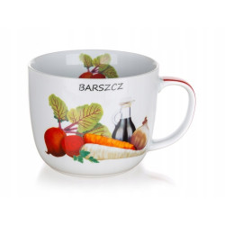 Kubek ceramiczny na zupę BARSZCZ przepis bulionówka 730ml Banquet