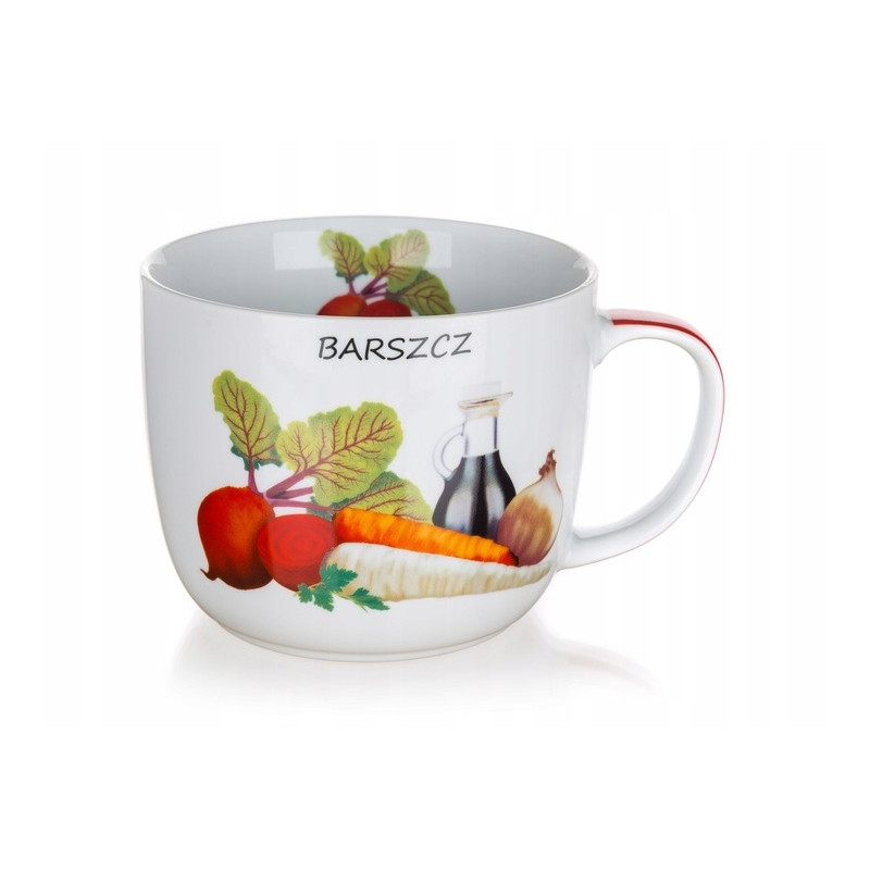 Kubek ceramiczny na zupę BARSZCZ przepis bulionówka 730ml Banquet