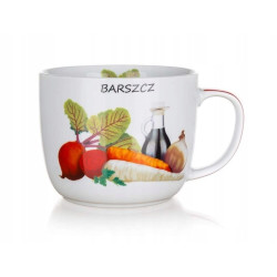 Kubek ceramiczny na zupę BARSZCZ przepis bulionówka 730ml Banquet