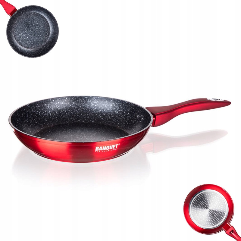 PATELNIA tradycyjna NON-STICK INDUKCJA 28 cm Metallic Banquet CZERWONA