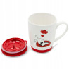 Porcelanowy KUBEK 440 ml Z POKRYWKĄ zamykany walentynki PIESEK Bella Fiore