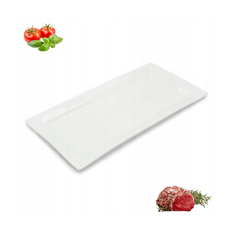 Prostokątny PORCELANOWY PÓŁMISEK talerz do serwowania 36 x 18 cm BIAŁY