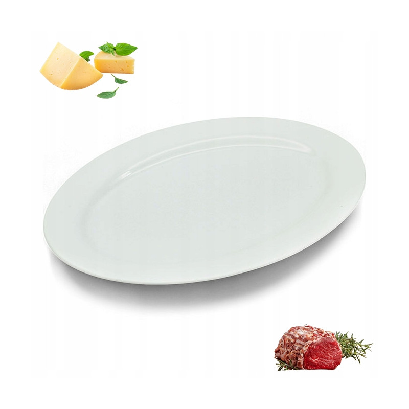 Owalny porcelanowy PÓŁMISEK talerz do serwowania podstawka 24 cm BIAŁY