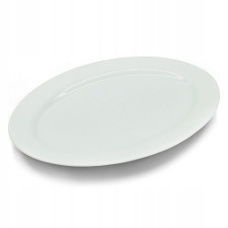 Owalny porcelanowy PÓŁMISEK talerz do serwowania podstawka 24 cm BIAŁY