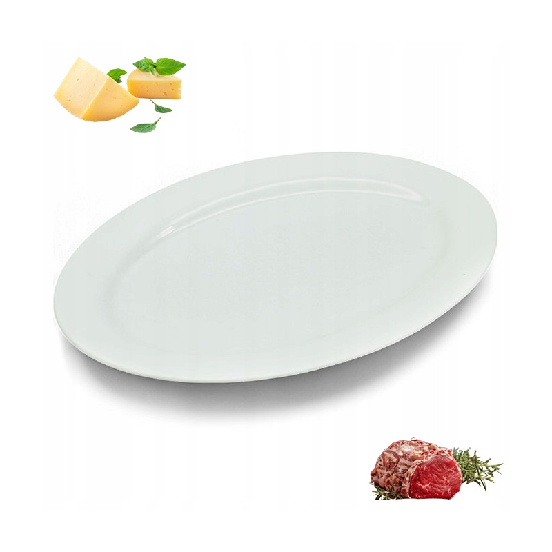 Owalny porcelanowy PÓŁMISEK talerz do serwowania podstawka 30 cm BIAŁY