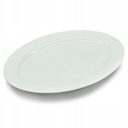 Owalny porcelanowy PÓŁMISEK talerz do serwowania podstawka 30 cm BIAŁY
