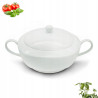Ceramiczna WAZA NA ZUPĘ z uchwytami POKRYWĄ kwadratowa 2,5 l Tragar BIAŁA