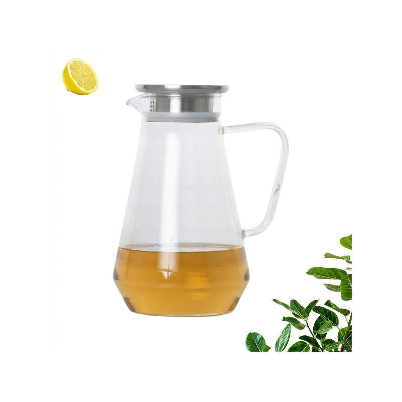 Szklany DZBANEK z POKRYWKĄ ze stali nierdzewnej 1,5 L Heat Master