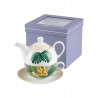 Porcelanowy DZBANEK 400 ml Z FILIŻANKĄ 250 ml SPODKIEM zestaw Divine LIŚĆ