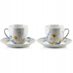 KOMPLET zestaw porcelanowych FILIŻANEK 250 ml ZE SPODKIEM 6 szt. Joy Mondex