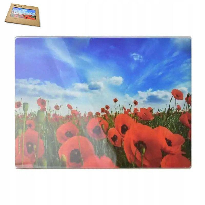 SZKLANA DESKA do krojenia prostokątna 30 x 40 cm Aria Allesken MAKOWE POLE