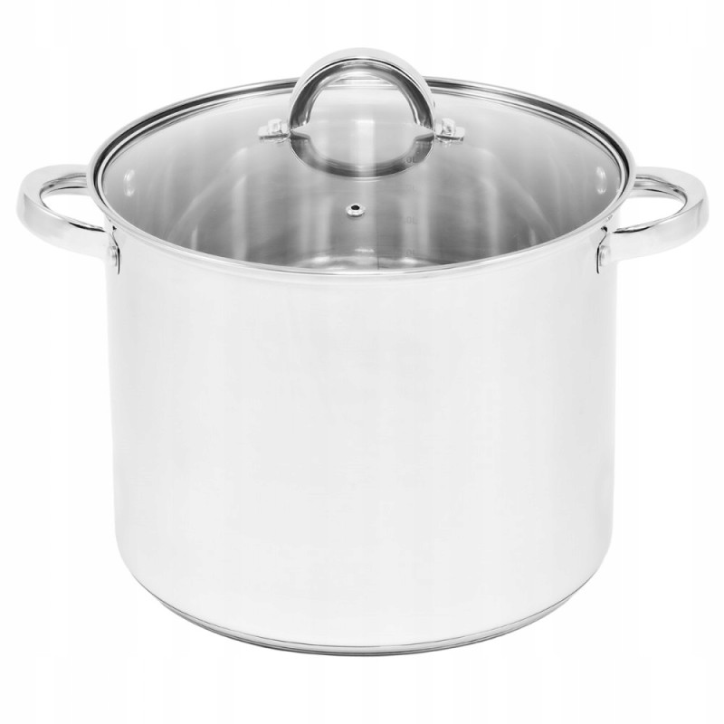 GARNEK duży STALOWY z POKRYWKĄ 26 cm 10,5 L indukcja Stockpot Topfann