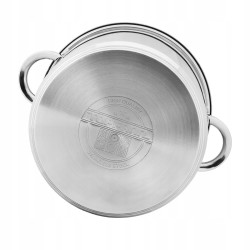 GARNEK duży STALOWY z POKRYWKĄ 26 cm 10,5 L indukcja Stockpot Topfann