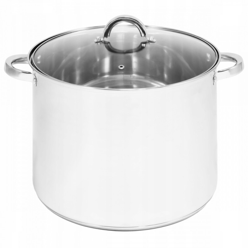 GARNEK duży STALOWY z POKRYWKĄ 30 cm 15,5 L indukcja Stockpot Topfann