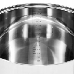 GARNEK duży STALOWY z POKRYWKĄ 30 cm 15,5 L indukcja Stockpot Topfann
