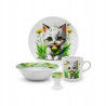 Porcelanowy KOMPLET OBIADOWY dla DZIECI 4 elementy Bella Fiore KOT