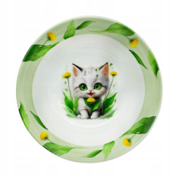 Porcelanowy KOMPLET OBIADOWY dla DZIECI 4 elementy Bella Fiore KOT