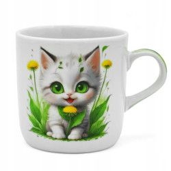 Porcelanowy KOMPLET OBIADOWY dla DZIECI 4 elementy Bella Fiore KOT