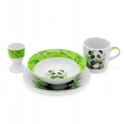 Porcelanowy KOMPLET OBIADOWY dla DZIECI 4 elementy Bella Fiore PANDA
