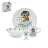 Porcelanowy KOMPLET OBIADOWY dla DZIECI 4 elementy Bella Fiore MIŚ