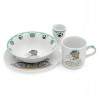 Porcelanowy KOMPLET OBIADOWY dla DZIECI 4 elementy Bella Fiore MIŚ