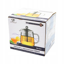 Szklany DZBANEK z ZAPARZACZEM sitkiem do herbaty 600 ml Meyerhoff SREBRNY