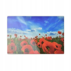 SZKLANA DESKA do krojenia prostokątna 20 x 30 cm Aria Allesken MAKOWE POLE