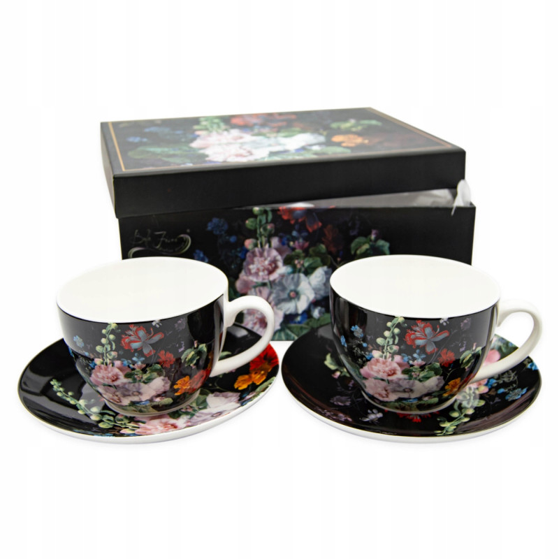 KOMPLET FILIŻANEK 270 ml z PODSTAWKAMI 2+2 4 el. Bella Fiore KWIATY