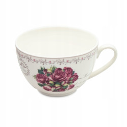 KOMPLET FILIŻANEK 270 ml z PODSTAWKAMI 6+6 12 el. Bella Fiore RÓŻE