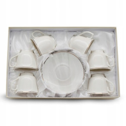 KOMPLET porcelanowych FILIŻANEK 200 ml z PODSTAWKAMI 6+6 12 el. Bella Fiore