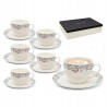 KOMPLET porcelanowych FILIŻANEK 230 ml z PODSTAWKAMI 6+6 12 el. Bella Fiore
