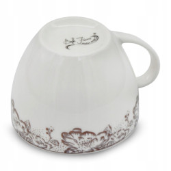 KOMPLET porcelanowych FILIŻANEK 230 ml z PODSTAWKAMI 6+6 12 el. Bella Fiore