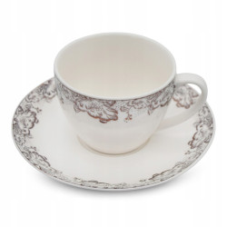 KOMPLET porcelanowych FILIŻANEK 230 ml z PODSTAWKAMI 6+6 12 el. Bella Fiore