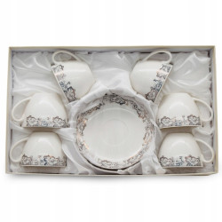 KOMPLET porcelanowych FILIŻANEK 230 ml z PODSTAWKAMI 6+6 12 el. Bella Fiore