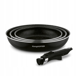 ZESTAW PATELNI Z ODPINANĄ RĄCZKĄ 20/24/28 cm Spinel Black KonigHOFFER