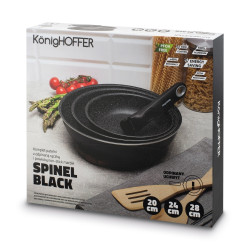 ZESTAW PATELNI Z ODPINANĄ RĄCZKĄ 20/24/28 cm Spinel Black KonigHOFFER