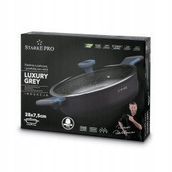 PATELNIA tradycyjna Z DWOMA UCHWYTAMI pokrywą 28cm Luxury Grey II StarkePro