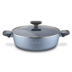 PATELNIA Z DWOMA UCHWYTAMI POKRYWĄ 28cm INDUKCJA StarkePro Double NIEBIESKA