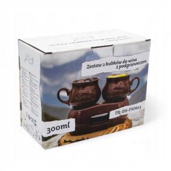 KOMPLET zestaw 2x kamionkowy KUBEK 300 ml na grzane wino Z PODGRZEWACZEM