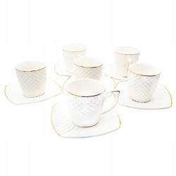 KOMPLET porcelanowych FILIŻANEK 240 ml z PODSTAWKAMI 6+6 12 el. Bella Fiore