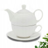 DZBANEK Z FILIŻANKĄ I SPODKIEM zestaw porcelanowy 450 ml BIAŁY