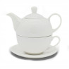 DZBANEK Z FILIŻANKĄ I SPODKIEM zestaw porcelanowy 450 ml BIAŁY