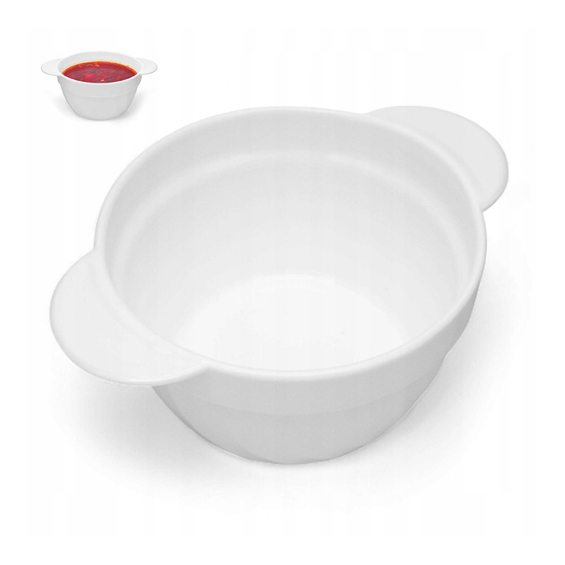 Szklana BULIONÓWKA miska na zupę z uchwytami 600 ml 14 cm Opal Tragar BIAŁA